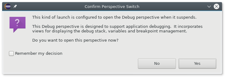 Switch to Debug Workspace (click to enlarge)