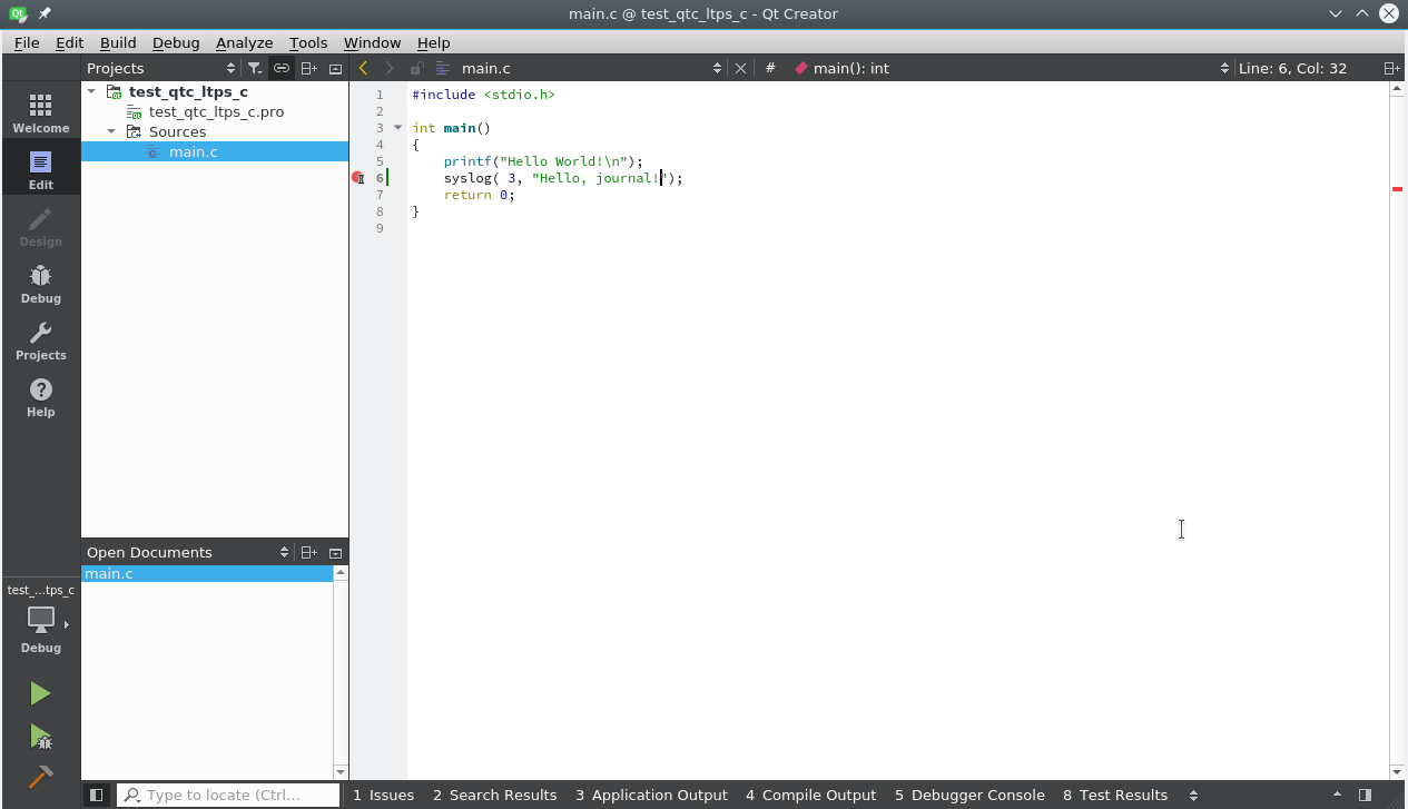 Step 1 - Create project with C++ application and print to debug console